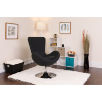 Flash Furniture Fabric Egg Series Reception-Lounge-Side Chair in Black